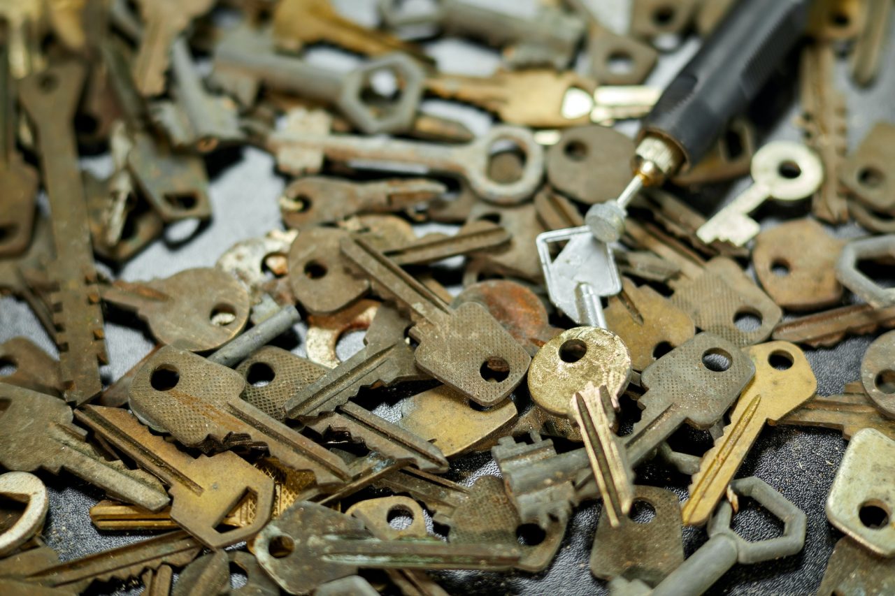 Keys being cut with a key cutting tool
